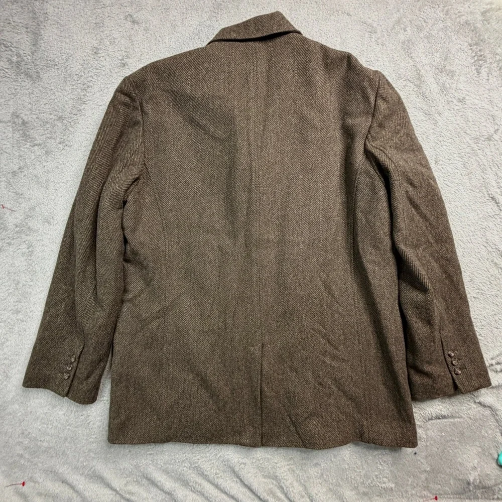 Joseph Abboud Outerwear Mens Large Brown Herringbone 100% Wool Blazer Jacket EUC